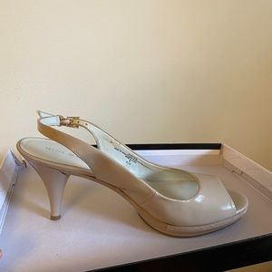 Nine West Nude Slingback Peep-toe Heels